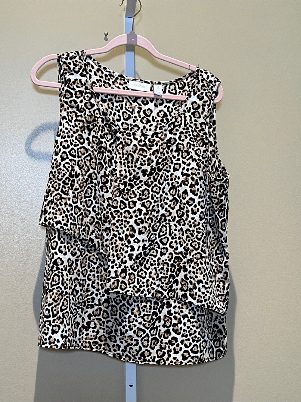 Chico's Leopard Print Layered Tank Top - Neutral Black & Brown